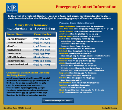 Manry Rawls Emergency Contact Page