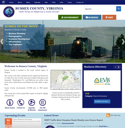 SussexCountyVA.gov Responsive Upgrade & Website Re-Design 2016